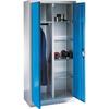 Locker  RAL 7035 with a clothes rod on the left and shelf on the right